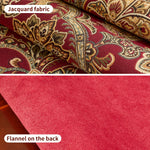 Tissus jacquard à motifs colorés et motifs sur un support en flanelle.