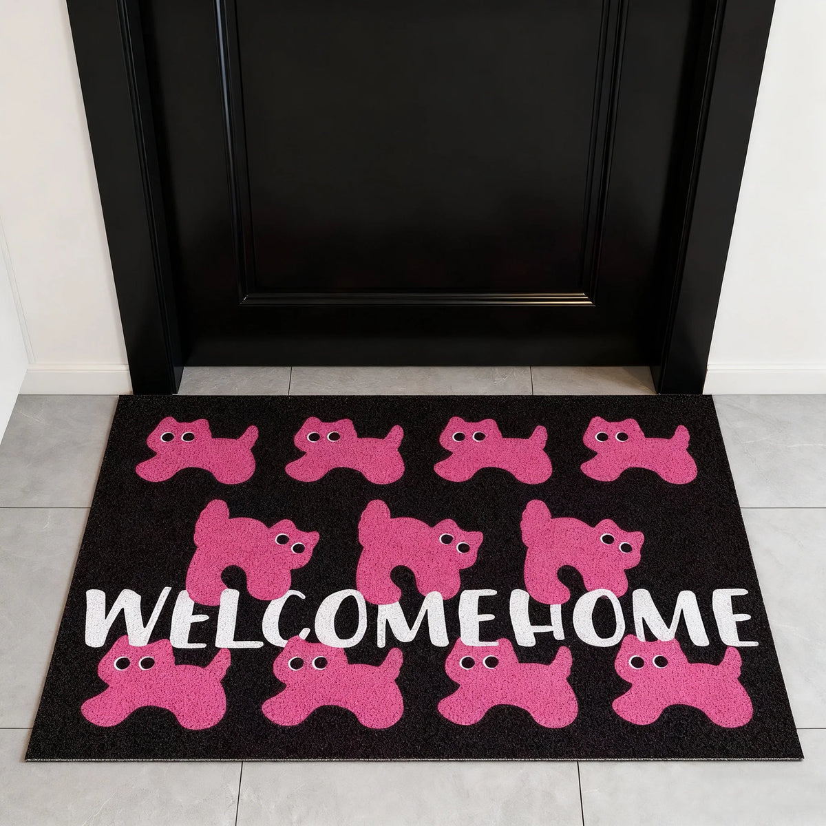 Paillasson chat rose Cool PVC antidérapant entrée