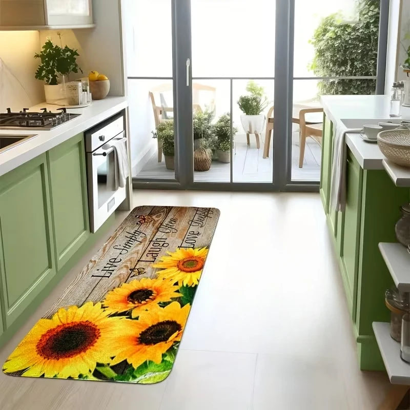 tapis sol extérieur multicolore tournesols rustique adhésif antidérapant fleur vivre simplement rire souvent aimer