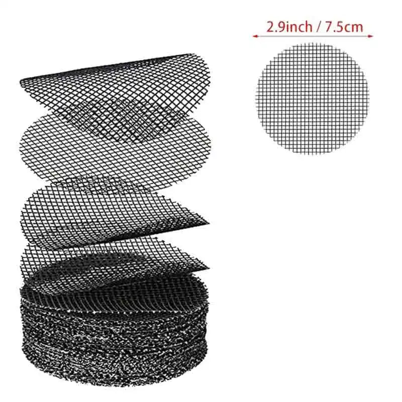 filtre graines noir maille fine pratique adhésif 10x10cm 7.5x7.5cm drainage plantes pots jardinerie