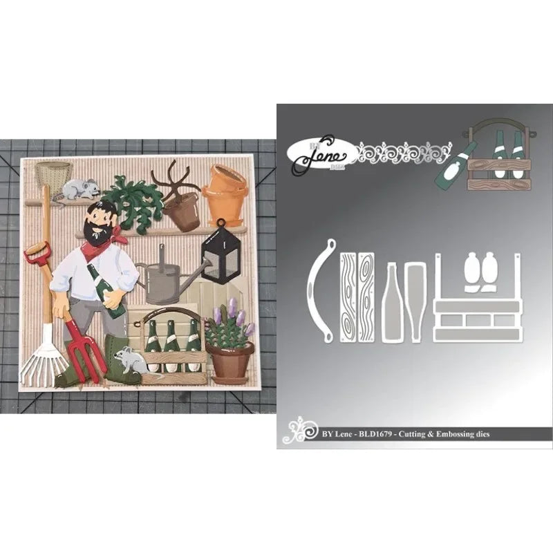 découpe papier scrapbooking fleurs bancs table chaises lanterne arbres pommes oiseaux arches végétales motifs