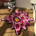 tapis rose motif cartoon antidérapant texture poilue moderne décalé chambre salon
