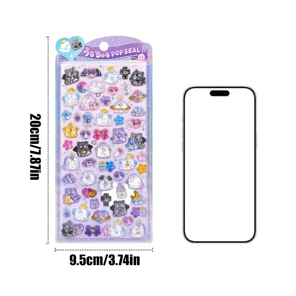 sticker 3d kawaii forme géométrique animaux multicolore opacité adhésif décoration enfant maisonécole