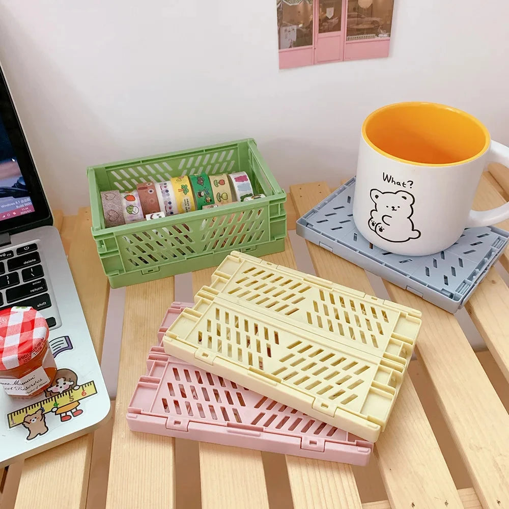 paniers pliables rangement moderne opacité vert clair rose beige gris blanc