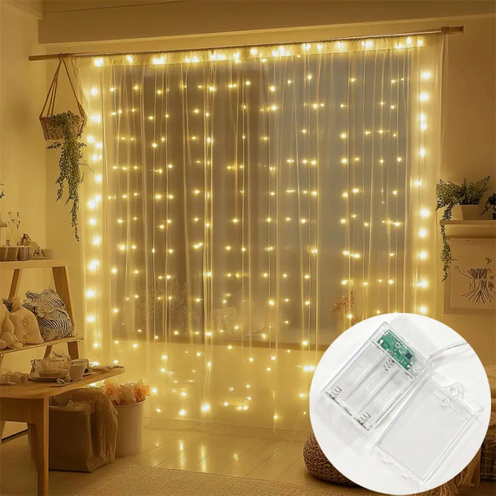 rideau lumineux led blanc translucide 3m 3m 300 leds moderne sans batterie festive decoration