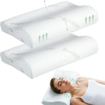 oreiller mousse mémoire forme fibre bambou imprimé blanc contour ergonomique zip voyage lit
