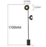lampe sol noire moderne minimaliste deux sources lumineuses interrupteur tactile métal