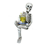 figurines squelette résine boissons halloween blanc rouge jaune aspect osseux texture rugueuse