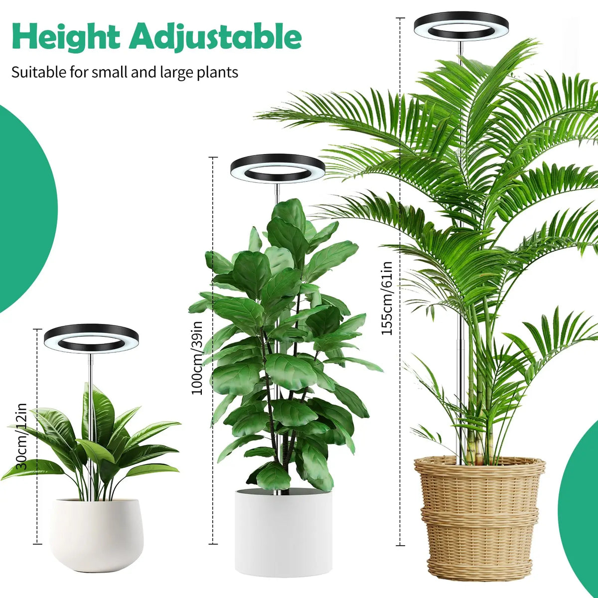 lampe led plantes 72 leds 10 niveaux luminosité ajustable 3h 9h 12h blanc noir