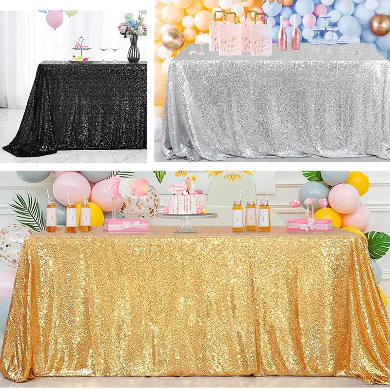 nappe table pailletée noël argent or élégante réutilisable moderne festive black gold rose gold