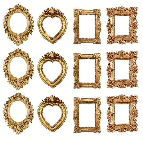 cadres photo dorés baroques blanches boîtes bijoux ruban rose ornement classique