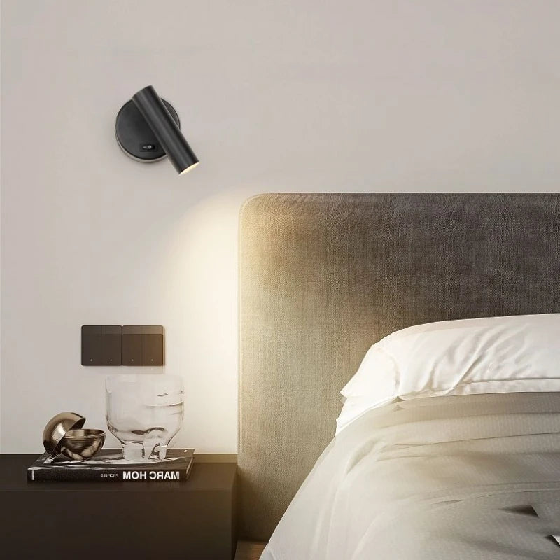 Lampe lecture rotative moderne argent blanc bronze noir texture métallique fixée mur éclairage intérieur