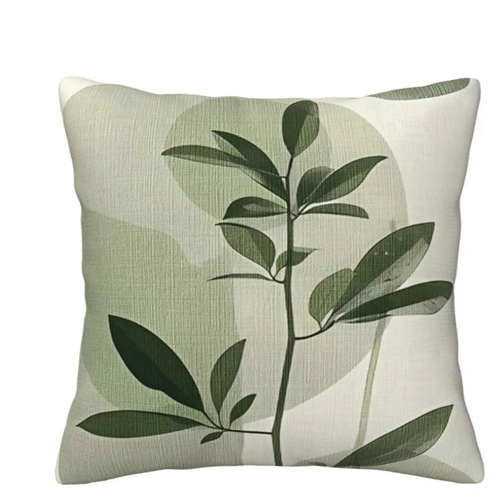 housse coussin polyester motif feuilles vert moderne decoration maison lit salon 40x40cm 45x45cm 50x50cm