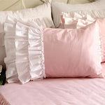 Ensemble complet de literie rose avec housse de couette et taies d'oreiller