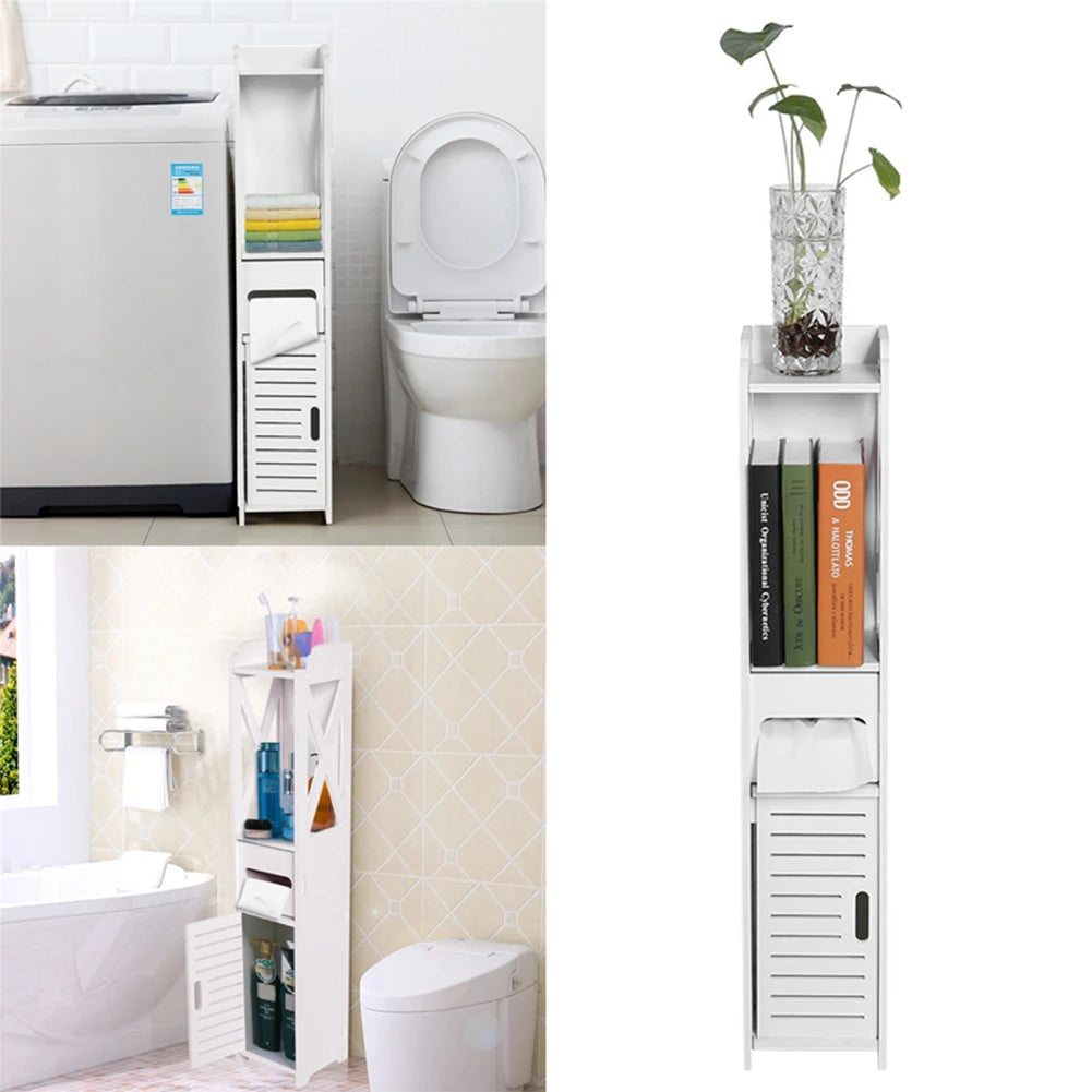 meuble rangement salle bain blanc moderne étagères tiroir papier toilette 80x15.5x15CM