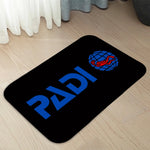 tapis moderne padi logo plongeur fleurs noir bleu blanc antidérapant polyester salon maison