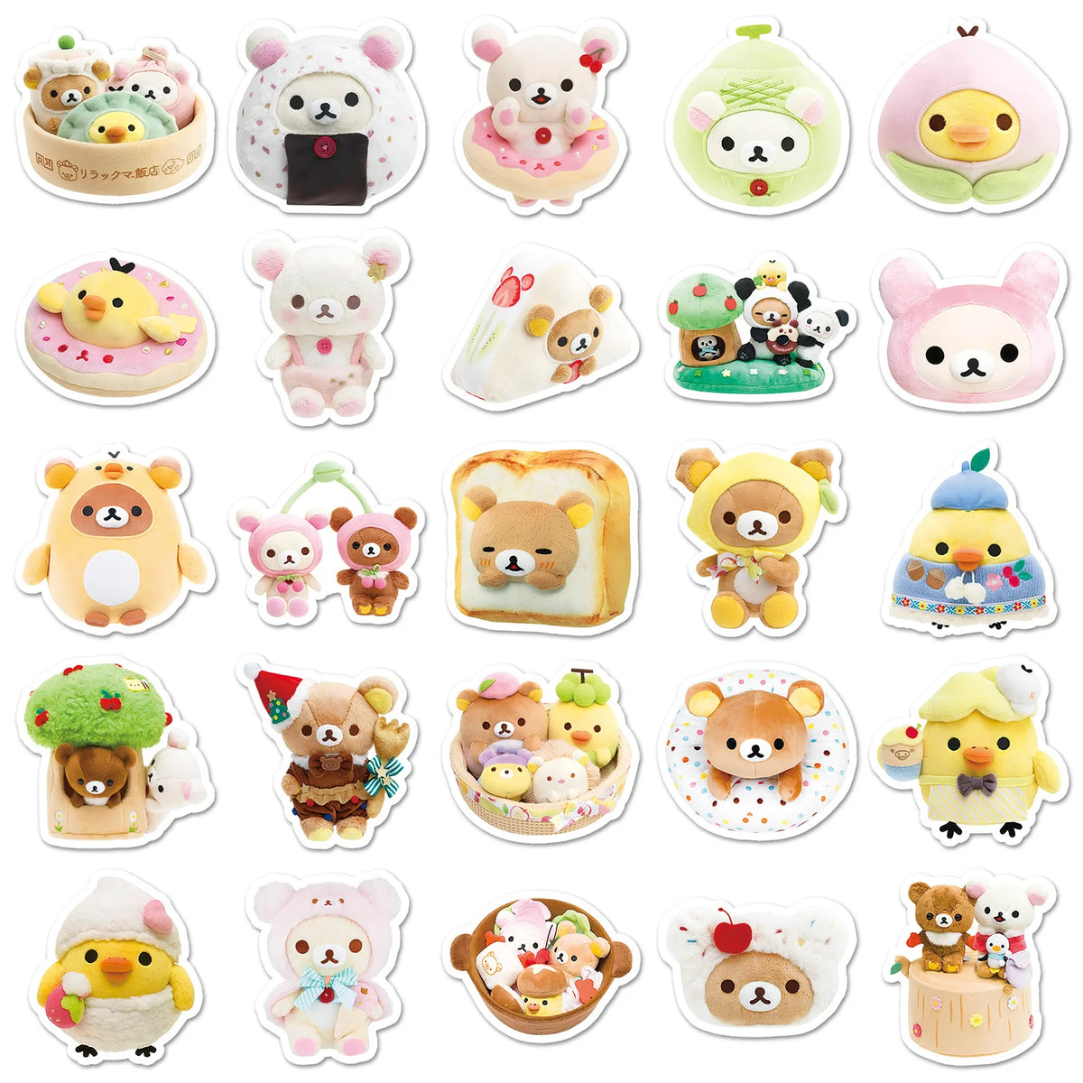 stickers mignons dessins animés personnages gâteaux fruits vêtements opaques collection 54 pièces variées colorées