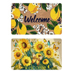 tapis d'entrée imprimé citron plante fleur papillon bienvenue antidérapant polyester caoutchouc maison décoratif naturel