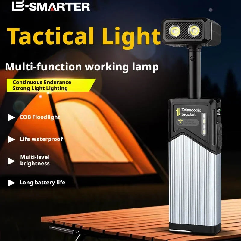 lampe torche led rechargeable noir argenté anneau suspension moderne fonctionnel
