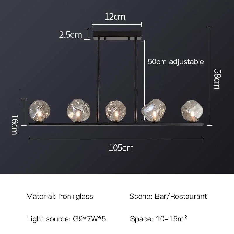 suspension lumineuse moderne scandinave ampoules led noir transparent
