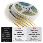 ruban led cob blanc 3mm 5mm 12v 24v lisse moderne connecteurs 5mètres rouleau