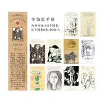 cartes postales artistes motifs monochromes dessins manuscrits peintres célèbres vintage lignes fines junk journal