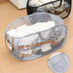 panier linge pliable imperméable polyamide gris noir maille moderne poignées poches capacitaire salle bain