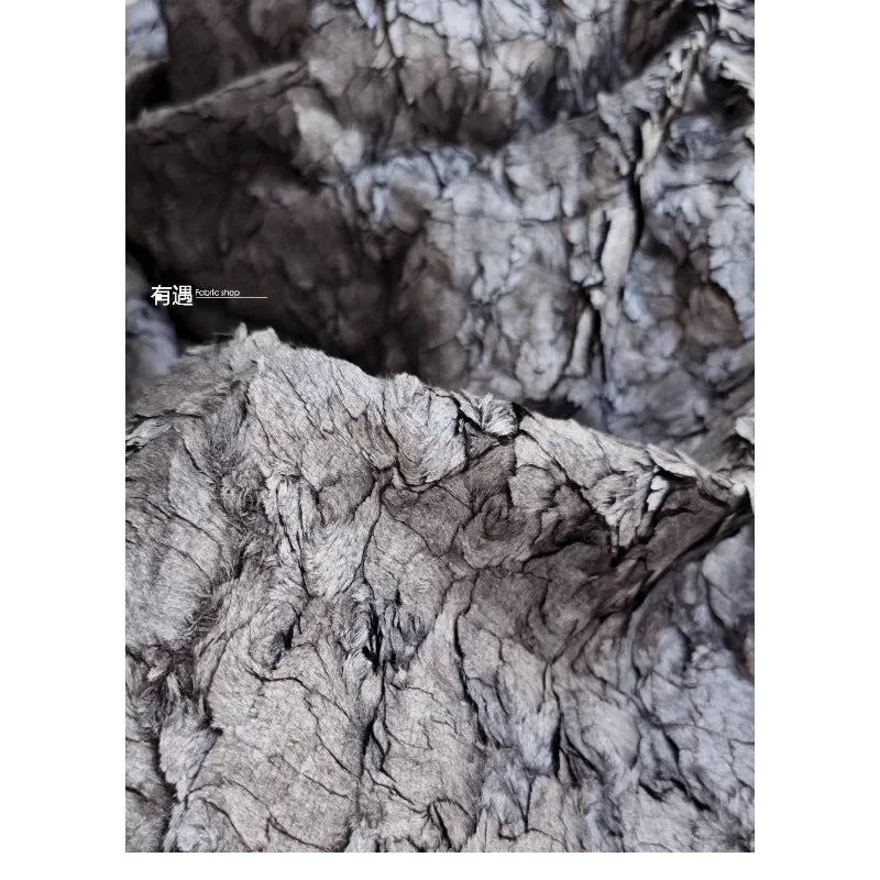 tissu polyester gris naturel texturé écorce rugueux protection uv 160cm bricolage matériaux