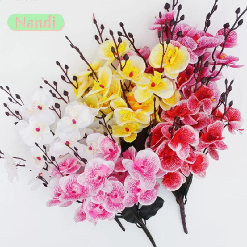 décoration intérieure bouquet fleurs artificielles orchidées modernes élégantes blanc rose jaune rouge salon chambrehôtel