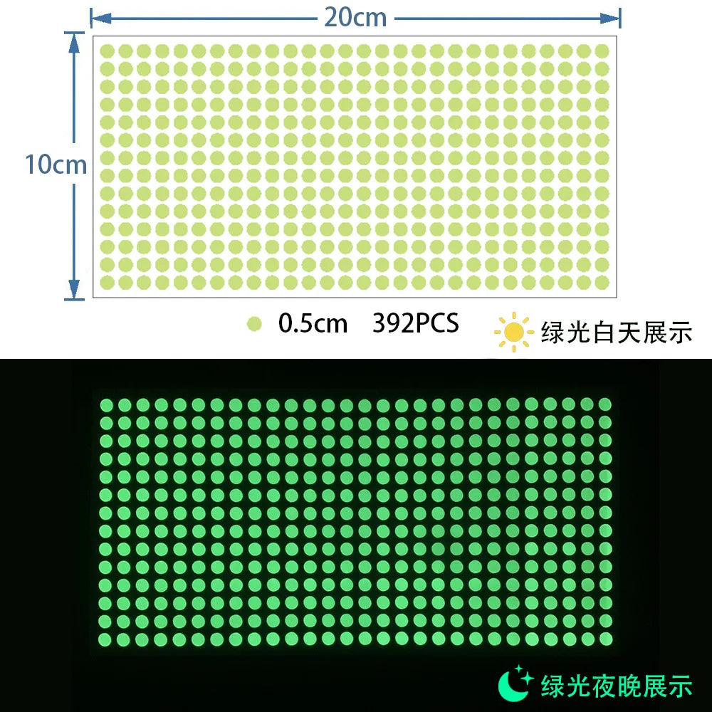 autocollants lumineux vert fluo cercles modernes adhésifs non toxiques mur chambre enfants decoration nocturne