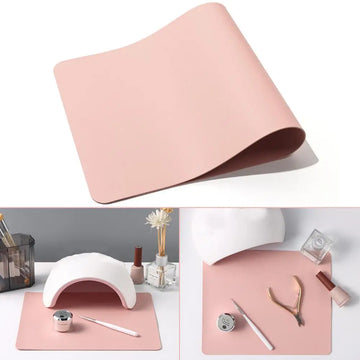 tapis paillasson nail art rose clair surface texturée moderne lampe uv vernis ciseaux lime