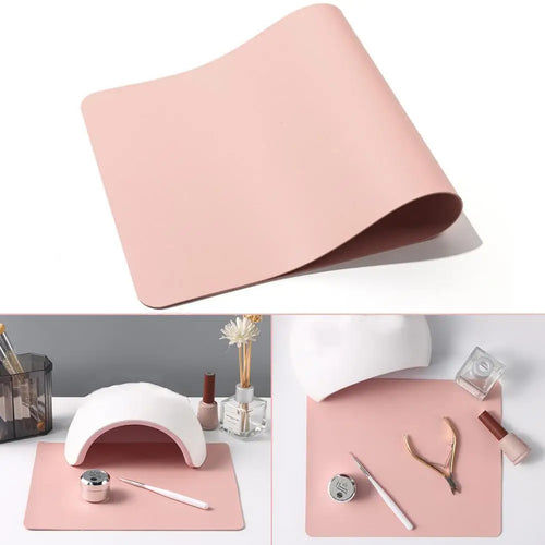 tapis paillasson nail art rose clair surface texturée moderne lampe uv vernis ciseaux lime