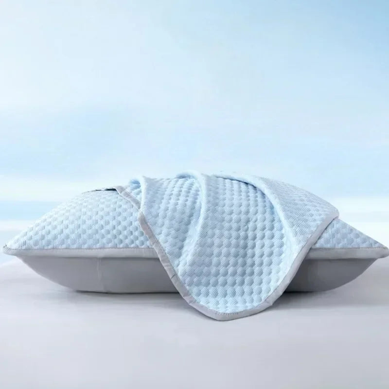 coussin rafraîchissant respirant coton polyester maternité bleu gris moderne points geometrie