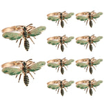 anneau serviettes or vert diamants simulés abeille stylisée ajustable décoratif élégant métal table