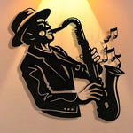 tableau mural noir saxophoniste illustration musicale art populaire décoration salon chambreOpaque 30cmx30cm