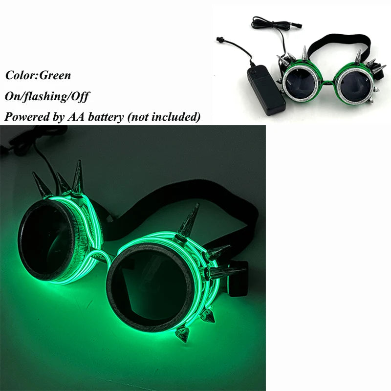 lunettes lumineuses led futuristes transparentes paillettes circuit imprimé élastique fête rave club nuit