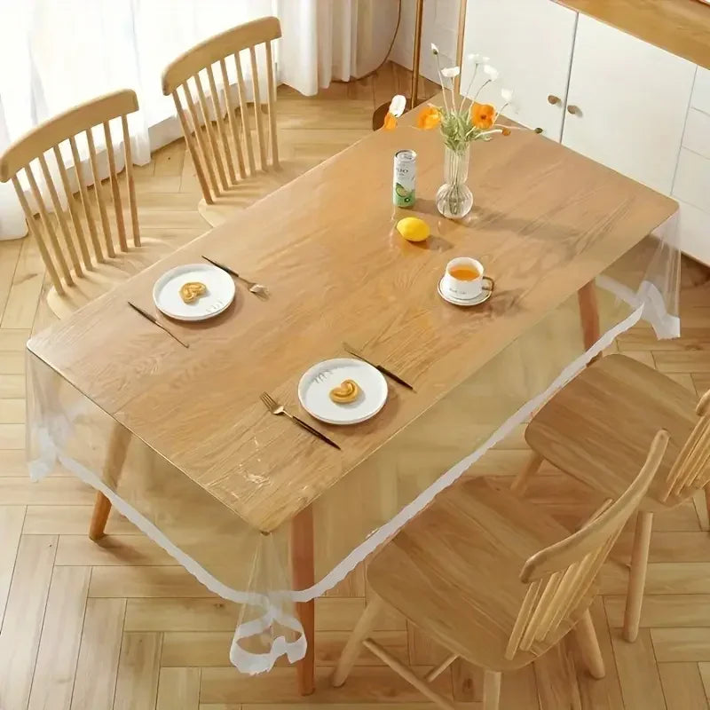 nappe table transparente motif floral bordure moderne adhésive imperméable pvc peva rectangle