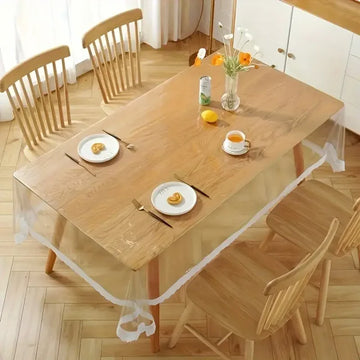 nappe table transparente motif floral bordure moderne adhésive imperméable pvc peva rectangle