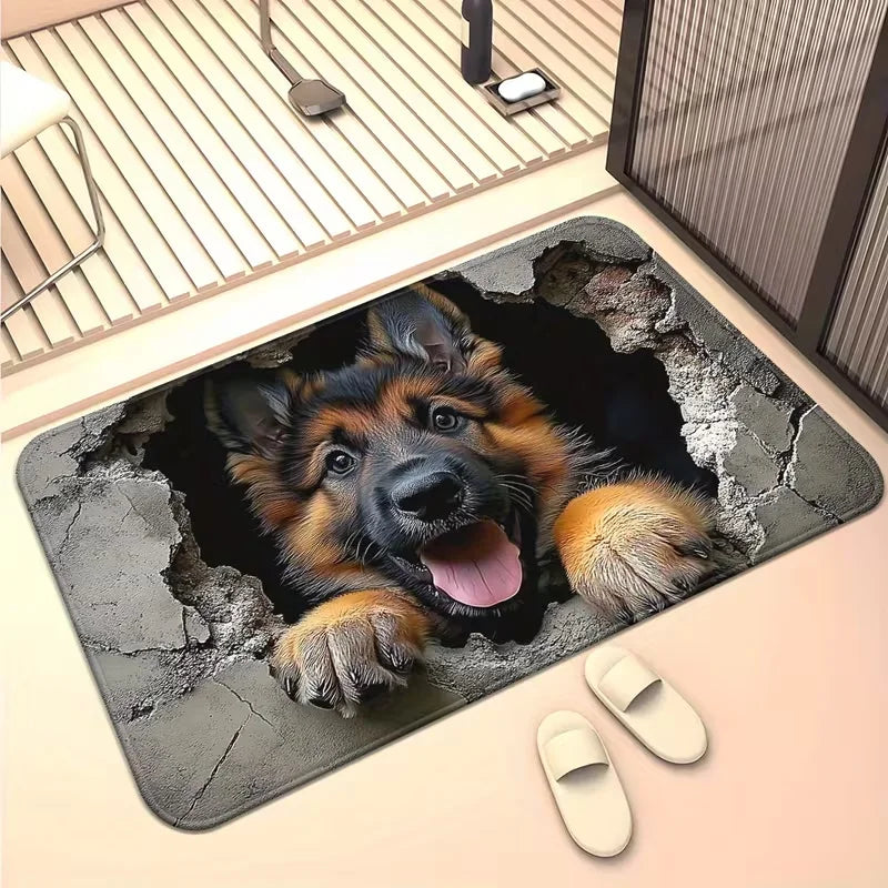 tapis sol moderne 3d chiot trou illusion antidérapant résistant extérieurintérieur