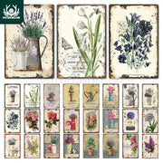 plaque decoration murale metal fleur vintage shabby chic americain rouille botanique