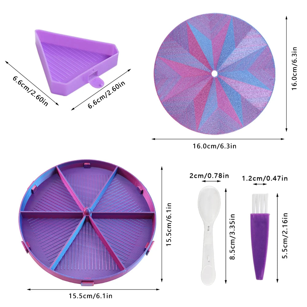 palette broderies six compartiments violet bleu vert rose moderne diagonales géométriques opaques brosse incluses.codes