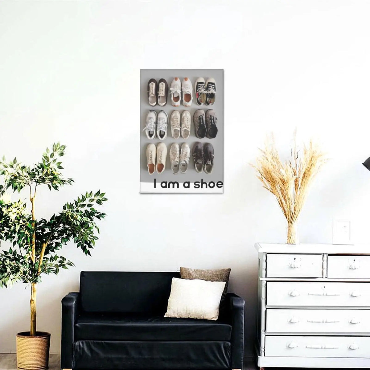 porte chaussures mural moderne gris clair cadre bois neutre sans motifs spécifiques