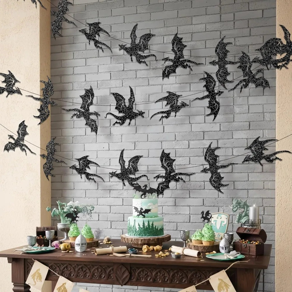 guirlande dragons fête anniversaire halloween glitter noir fantaisie chambre décoration festive