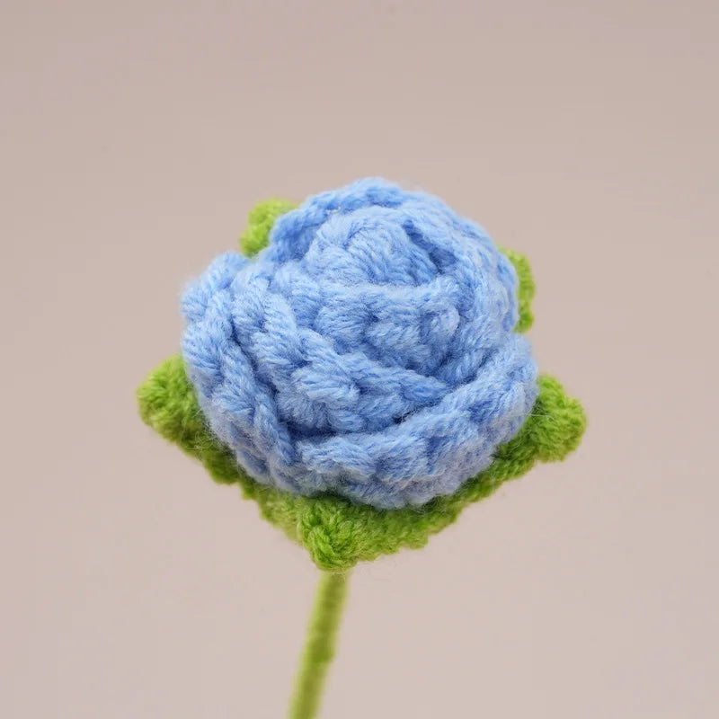 fleurs artificielles tricotées violet orange rose bleu blanc rouge jaune artisanale crochet decoration maisonintérieur