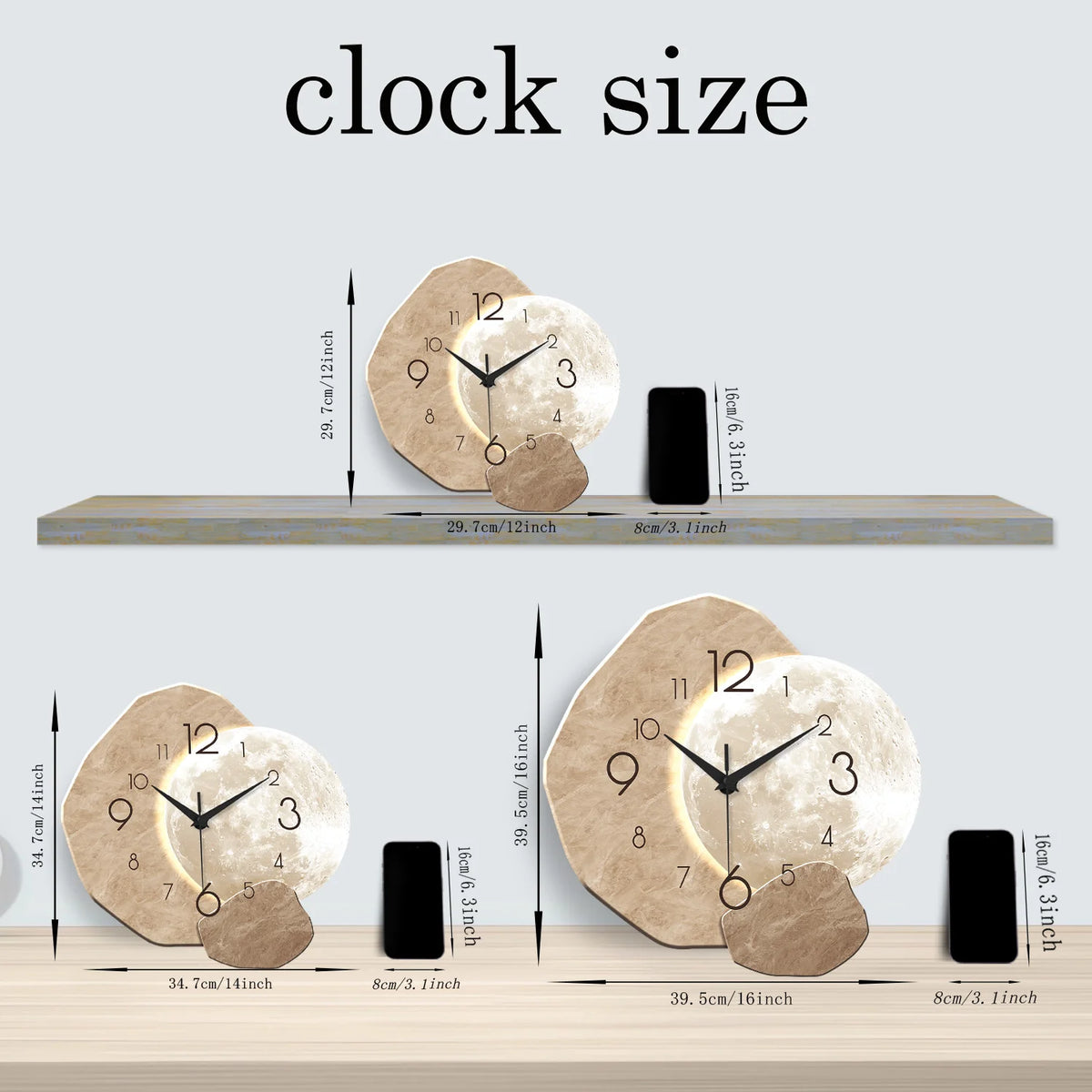 horloge murale moderne imitation pierre naturelle aiguille quartz beige minimaliste