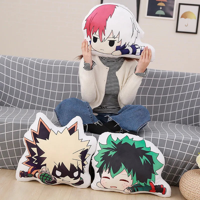 coussins peluche dessin animé my hero academia izuku bakugou shoto manga blanc noir rouges