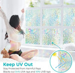 film décoratif fenêtre multicolore mosaïque transparent adhésif moderne protection uv isolation thermique