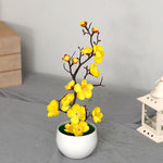 plantes artificielles branche fleurs rouge rose blanc simple feuilles pot blanc