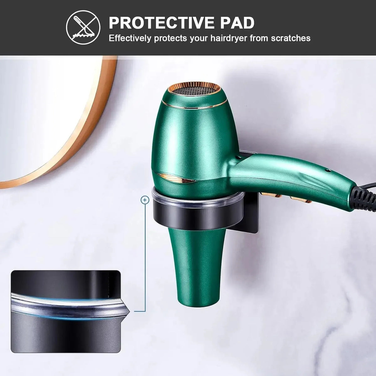 support mural sèche cheveux adhésif moderne vert gris rouge noir blanc opacité rechargeableABS