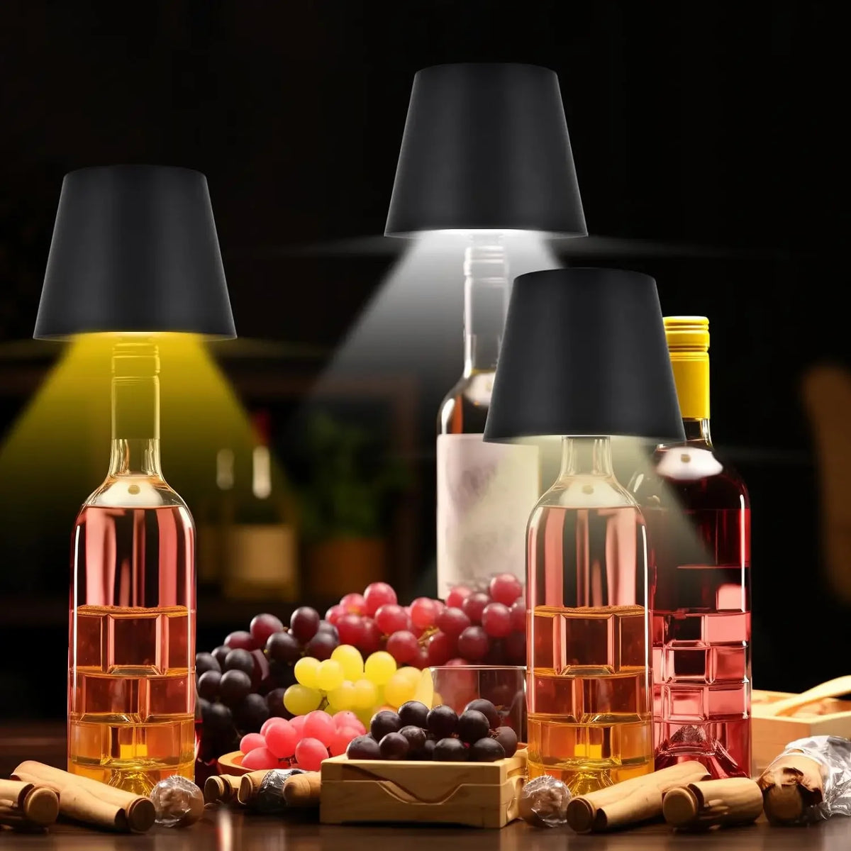 lampe bouteille vin noir tactile led sans fil moderne chambre table